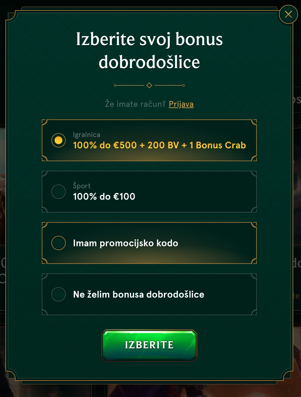 Casinia Casino – Izberite svoj bonus dobrodošlice